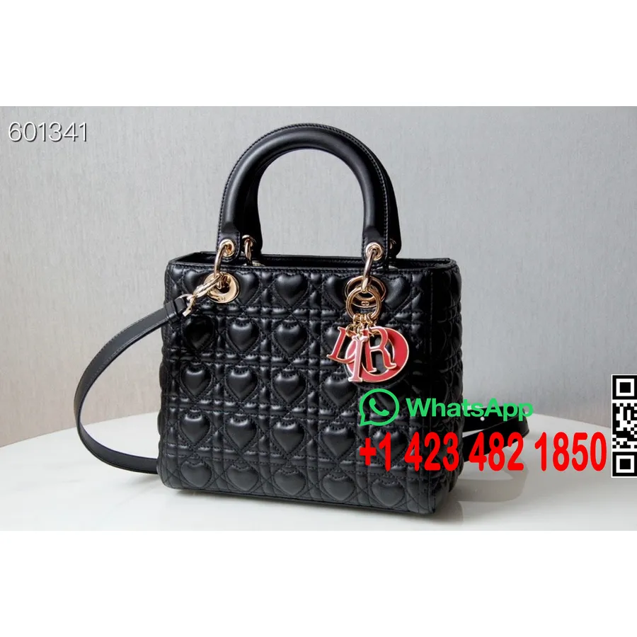 Christian Dior Bolso Lady Dior Dioramour 24 Cm Con Herrajes Lacados Piel De Cordero Colección Otoño/invierno 2021, Negro