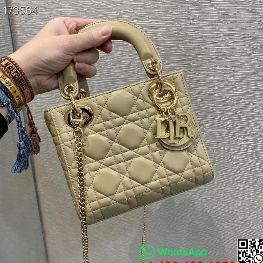 Christian Dior Mini Lady Dior My Abc Dior תיק 18 ס"מ עם אמייל גווני זהב בהיר חומרה עור טלה אביב/קיץ 2021 Coll