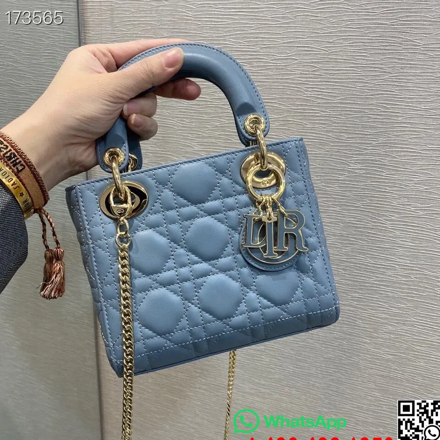 Christian Dior Mini Lady Dior My Abc Dior תיק 18 ס"מ עם אמייל גווני זהב בהיר חומרה עור טלה אביב/קיץ 2021 Coll