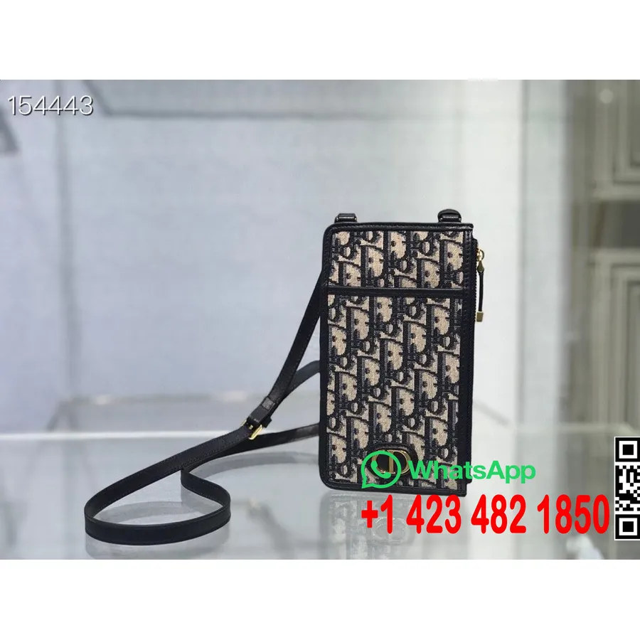 Christian Dior Sac Bandoulière Porte Téléphone Avec 6 Emplacements Pour Cartes Toile Brodée Oblique Collection Automne/hiver 202