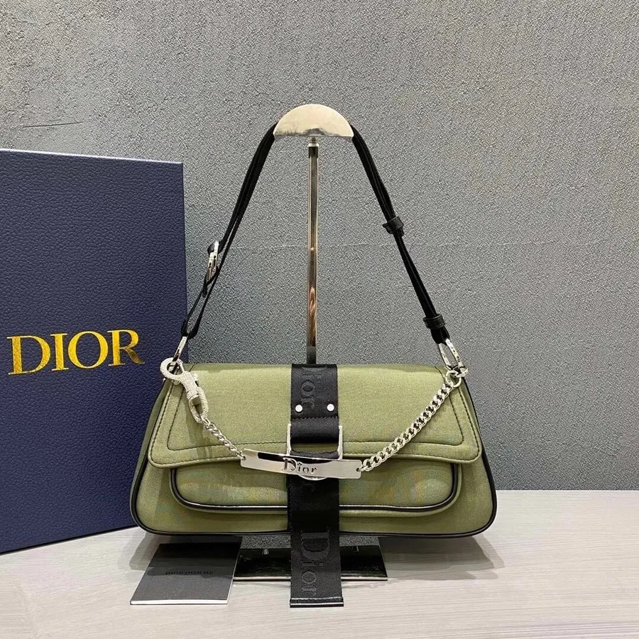 Christian Dior Punk Hardcore Táska 33 Cm Vászon/borjúbőr őszi/téli 2020 Kollekció, Zöld