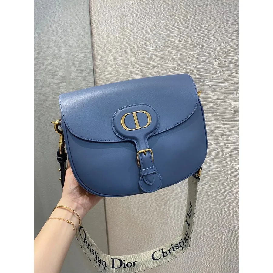 Christian Dior Bobby Çanta 27 Cm Dana Deri Deri Altın Donanım Sonbahar/kış 2020 Koleksiyonu, Mavi