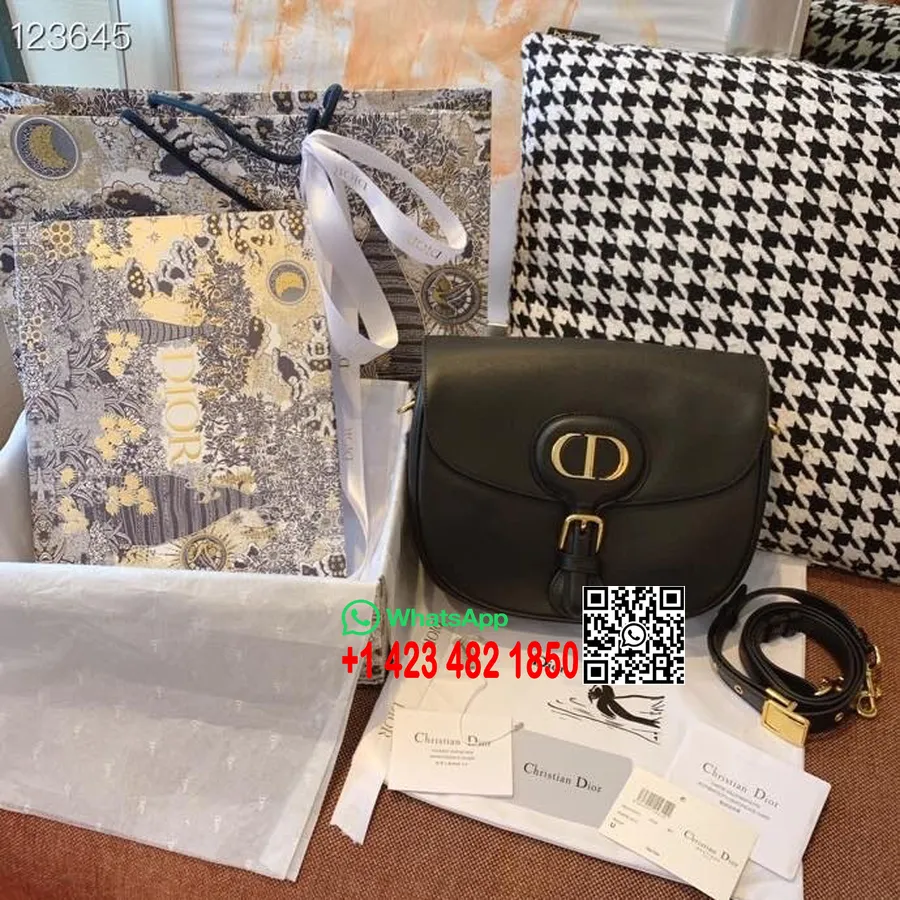 Christian Dior Bobby Torba 27 Cm Teleća Koža Zlatna Oprema Kolekcija Jesen/zima 2020., Crna