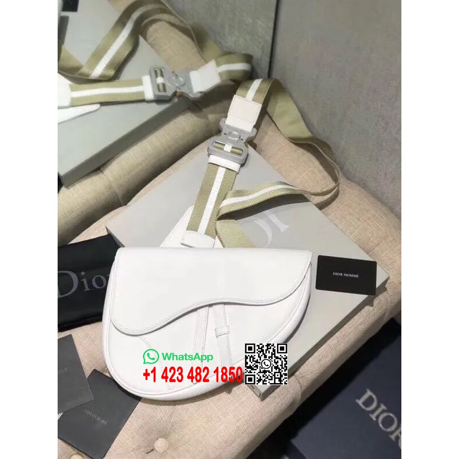 Moška Torba Christian Dior Homme 28 Cm Iz Zrnatega Telečjega Usnja, Kolekcija Pomlad/poletje 2020, Bela