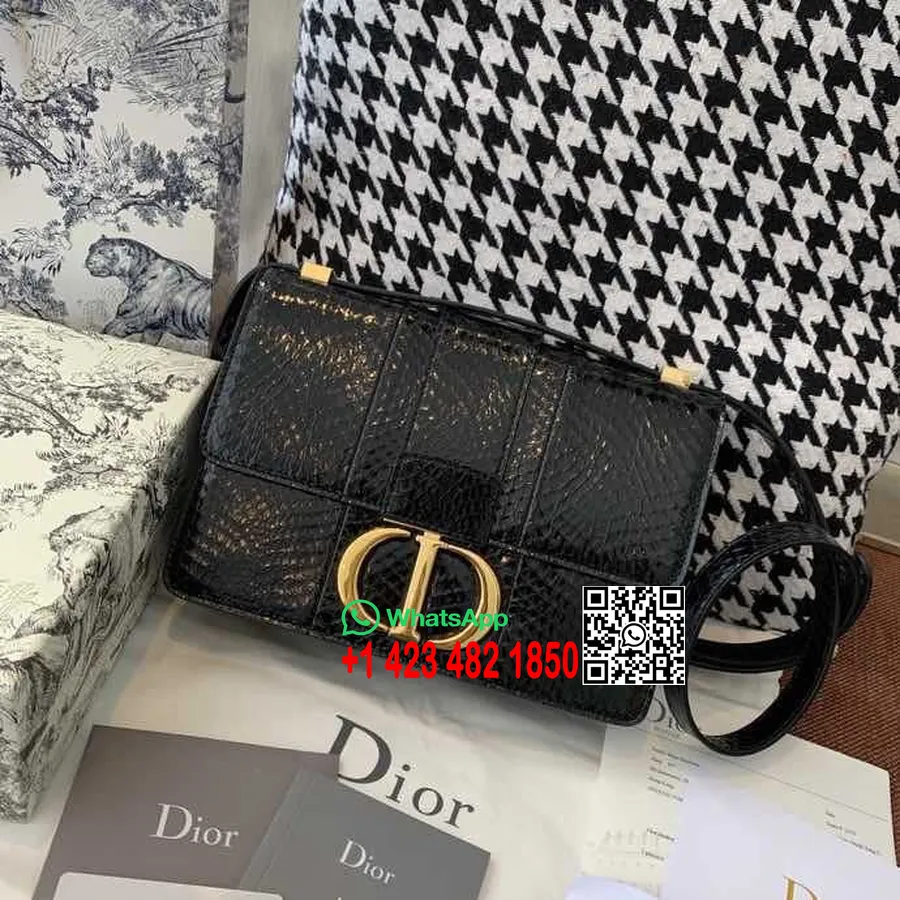 Christian Dior 30 Torba Montaigne 24cm Złota Okucia Skóra Pythona Kolekcja Wiosna/Lato 2020, Czarna