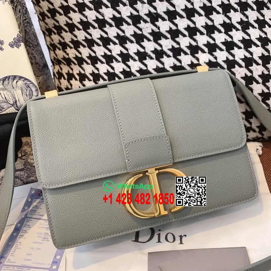 Christian Dior 30 Montaigne Torba 24 Cm Zlatni Okovi Zrnata Teleća Koža Kolekcija Proljeće/ljeto 2020., Siva