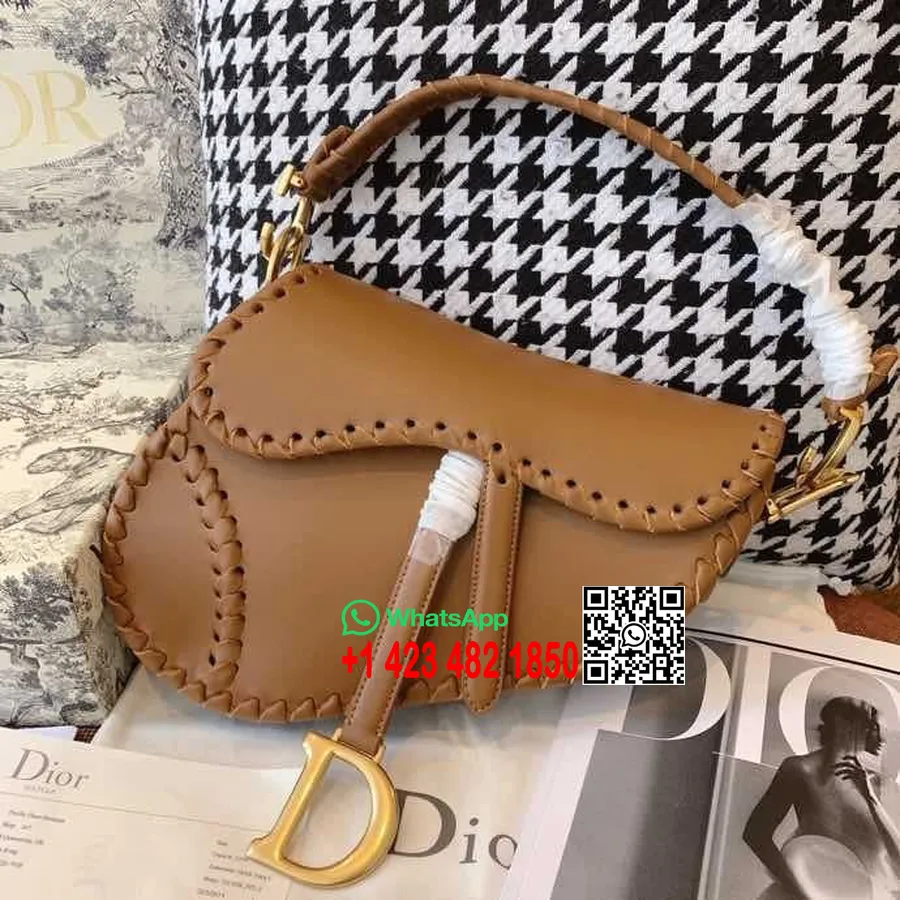 Christian Dior Torba Za Sedlo S Pletenim Rubom 25 Cm Kolekcija Proljeće/ljeto 2020. Od Teleće Kože, Platno