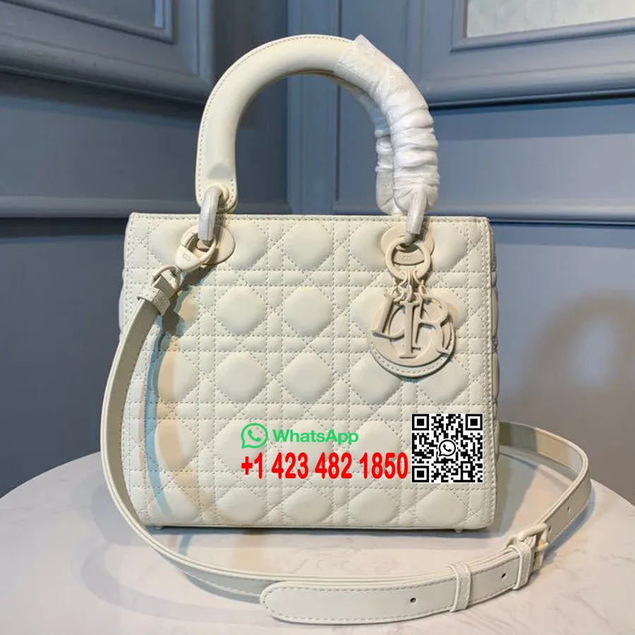 Christian Dior Bolso Lady Dior 24cm Herrajes Mate Piel De Cordero Colección Primavera/verano 2020, Marfil