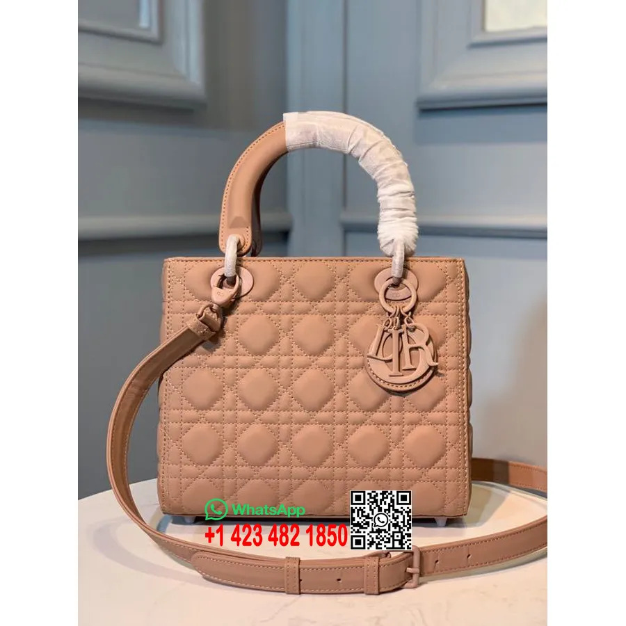 Christian Dior Bolso Lady Dior 24cm Herrajes Mate Piel De Cordero Colección Primavera/verano 2020, Albaricoque