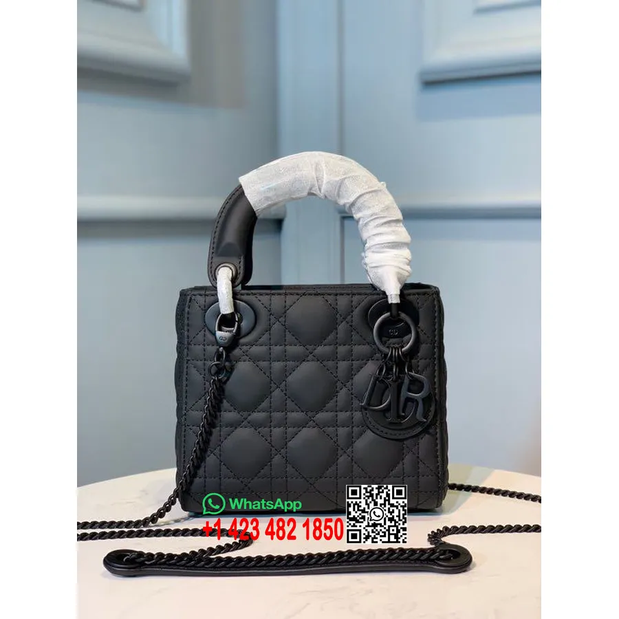 Christian Dior Mini Sac Lady Dior 18cm Avec Chaîne Matériel Mat Cuir D'agneau Collection Printemps/été 2020, Noir