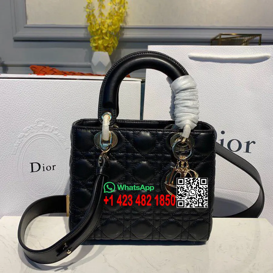 Borsa Christian Dior Lady Dior 20 Cm Hardware Dorato Pelle Di Agnello Collezione Primavera/estate 2020, Nero