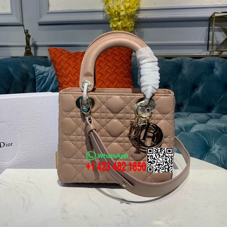 Christian Dior ženska Dior Torba 20 Cm Zlatni Okovi Od Janjeće Kože Kolekcija Proljeće/ljeto 2020., Latica Roza