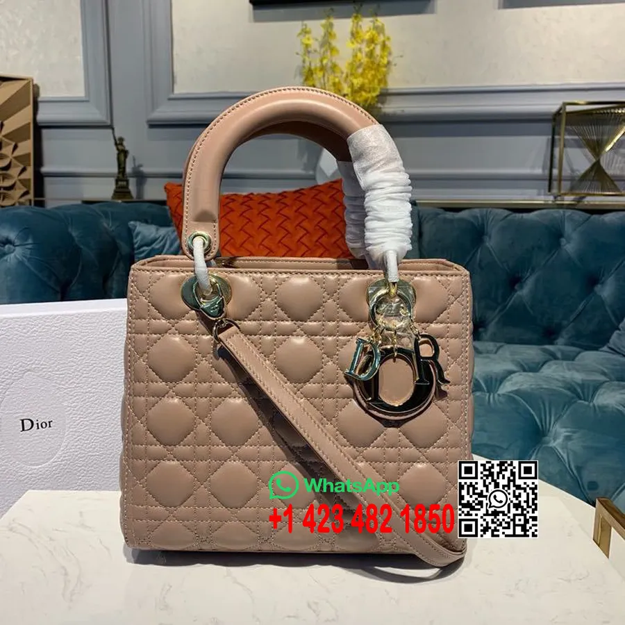 Christian Dior ženska Dior Torba 24 Cm Zlatni Okovi Od Janjeće Kože Kolekcija Proljeće/ljeto 2020., Latica Roza