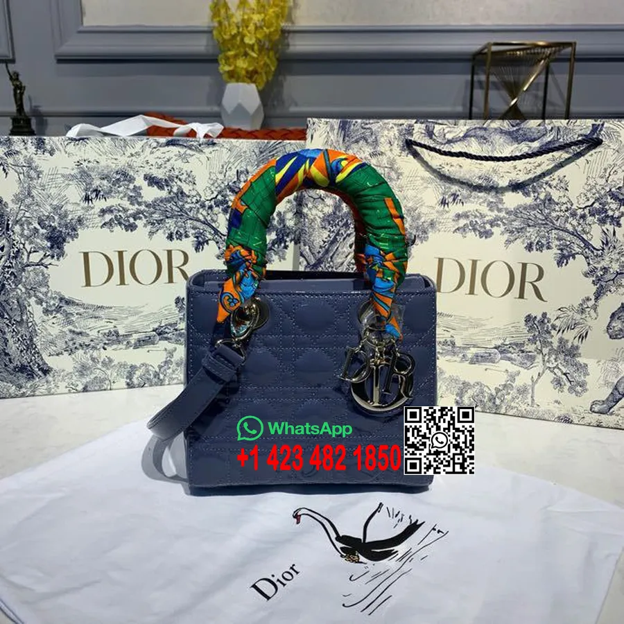 Christian Dior ženska Dior Torba 20cm Srebrna Lakirana Kožna Kolekcija Proljeće/ljeto 2020., Tamno Plava