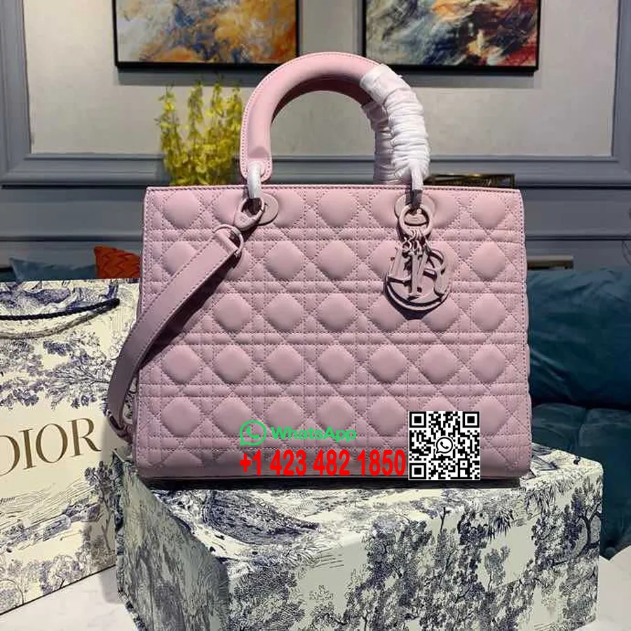 Christian Dior Lady Dior Torba 32cm Matowy Sprzęt Skóra Jagnięca Kolekcja Wiosna/lato 2020, Liliowy