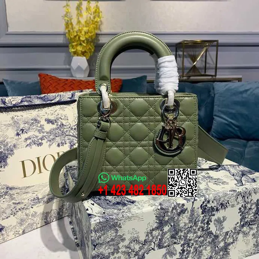 Christian Dior ženska Dior Torba 20cm Zlatni Okovi Od Janjeće Kože Kolekcija Proljeće/ljeto 2020., Maslinasto Zelena