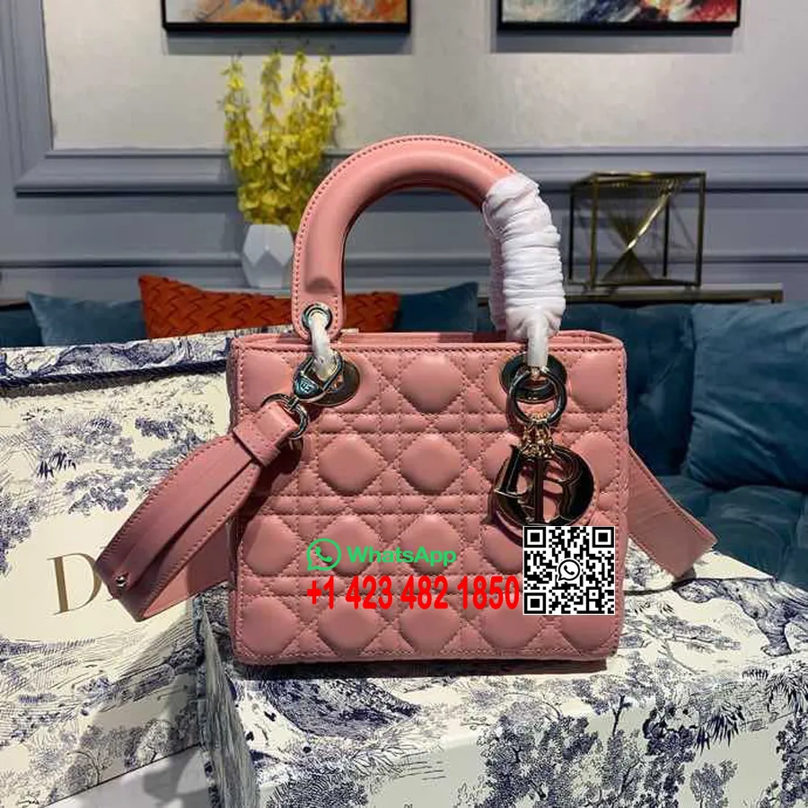 Christian Dior Lady Dior Táska 20cm Arany Hardver Báránybőr 2020 Tavaszi/nyári Kollekció, Sorbet Rózsaszín