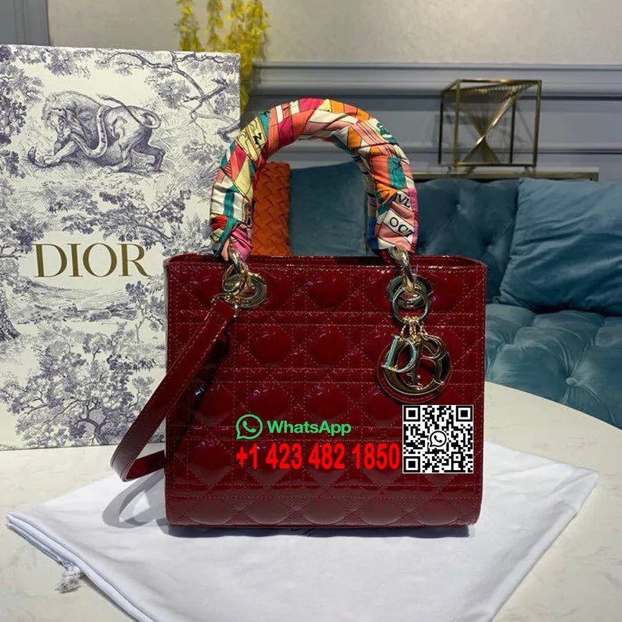 Christian Dior ženska Dior Torba 24 Cm Zlatna Lakirana Kožna Kolekcija Proljeće/ljeto 2020., Bordo