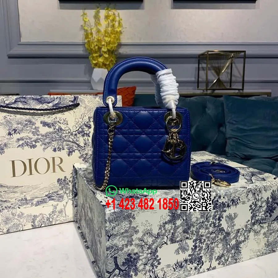 Christian Dior Mini ženska Dior Torba 18 Cm S Lancem Zlatna Oprema Od Janjeće Kože Kolekcija Proljeće/ljeto 2020., Električno Pl