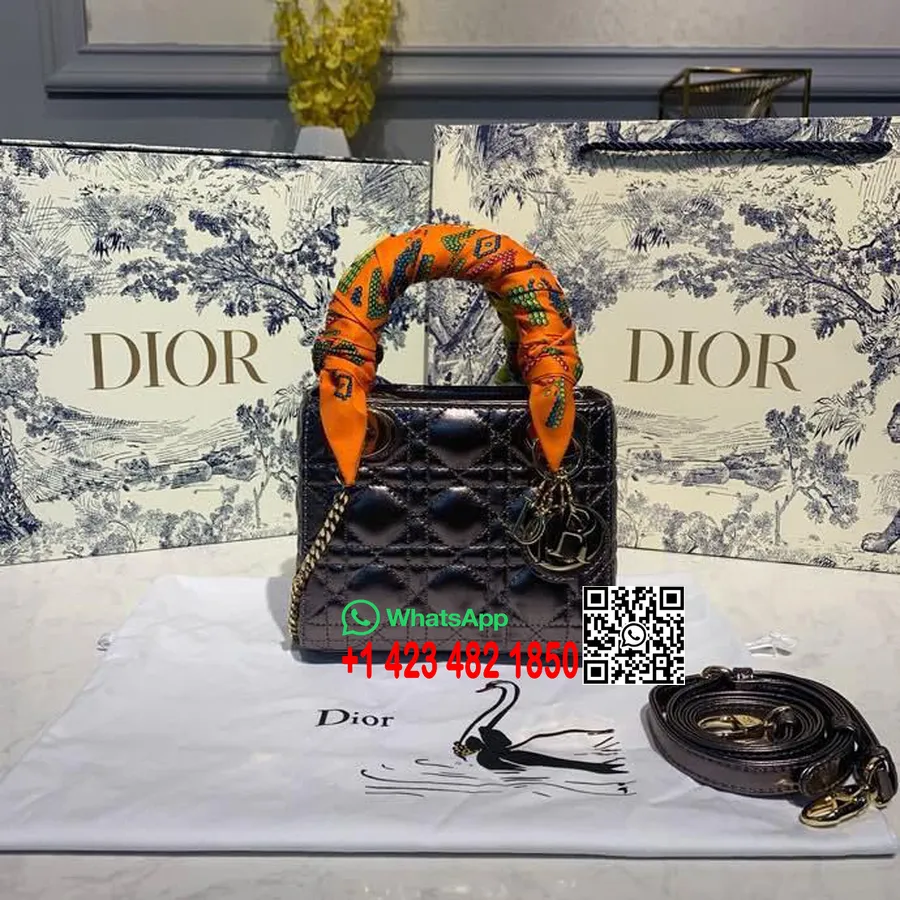 Christian Dior Mini ženska Dior Torba 18 Cm S Lancem Zlatna Oprema Kolekcija Proljeće/ljeto 2020. Janjeća Koža, Metalik šljiva