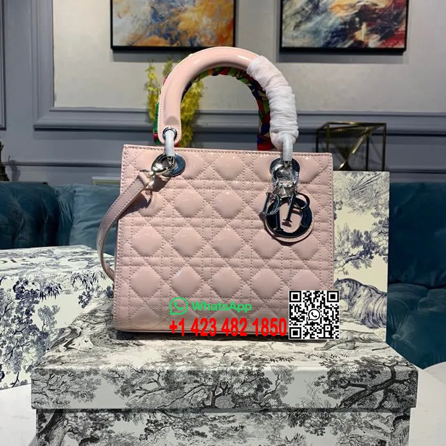 Christian Dior ženska Dior Torba 24 Cm Srebrna Lakirana Koža Kolekcija Proljeće/ljeto 2020., Svijetlo Ružičasta