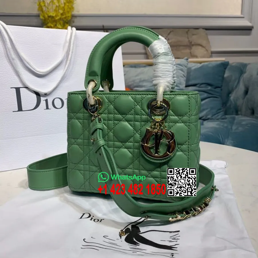 Christian Dior Lady Dior Táska 20cm Arany Hardver Báránybőr 2020 Tavaszi/nyári Kollekció, Almazöld