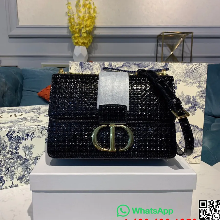 Christian Dior 30 Montaigne Väska 24cm Guld Hårdvara Lack Läder Vår/sommar 2020 Kollektion, Svart