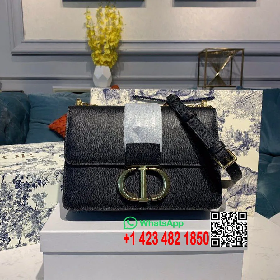 Christian Dior 30 Montaigne Torba 24 Cm Zlatna Kolekcija Od Zrnaste Kože Kolekcija Proljeće/ljeto 2020., Crna