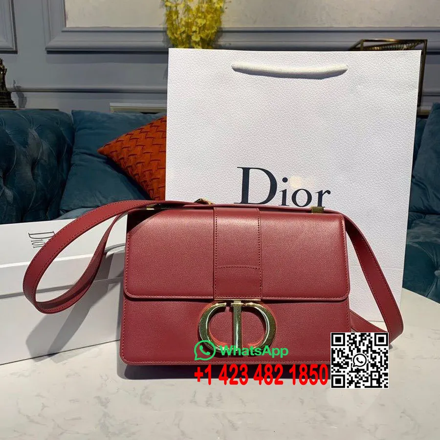 Christian Dior 30 Montaigne Torba 24 Cm Zlatni Okovi Od Janjeće Kože Kolekcija Proljeće/ljeto 2020., Crvena