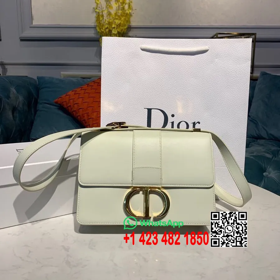 Christian Dior 30 Montaigne Torba 24 Cm Zlatni Okovi Od Janjeće Kože Kolekcija Proljeće/ljeto 2020., Bijela