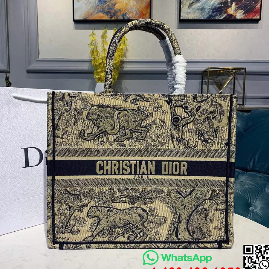 Christian Dior Toile De Jouy Kínai Holdújévi Könyves Táska 42 Cm-es Hímzett Vászon 2019 Tavaszi/nyári Kollekció, Kék