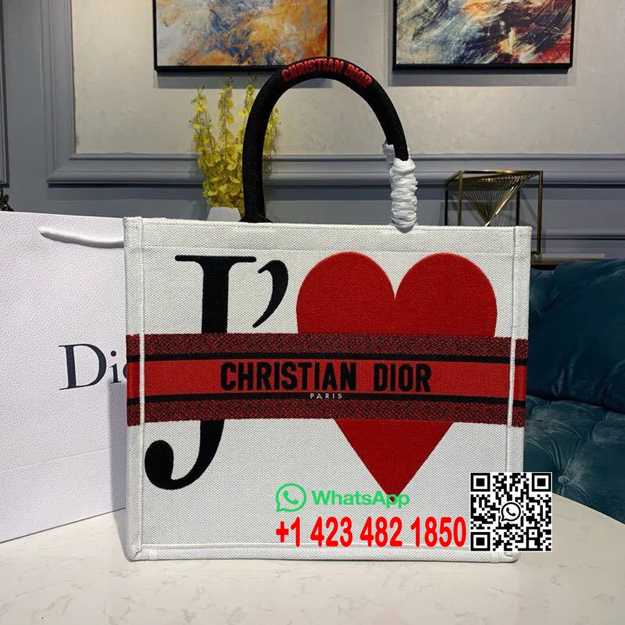 Christian Dior Dioramour Könyves Táska 42 Cm-es Hímzett Vászon Kínai Valentin Kiadás 2019 Tavaszi/nyári Kollekció, Fehér/re