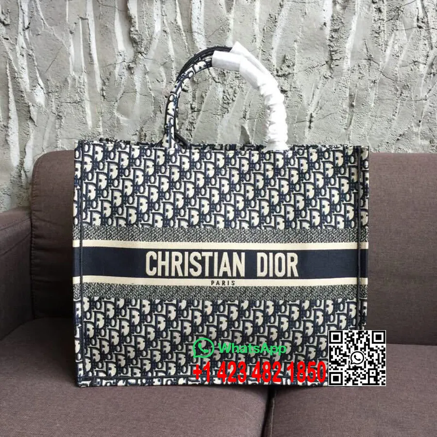 Christian Dior Könyves Táska 42 Cm-es Ferde Vászon 2019 Tavaszi/nyári Kollekció, Kék