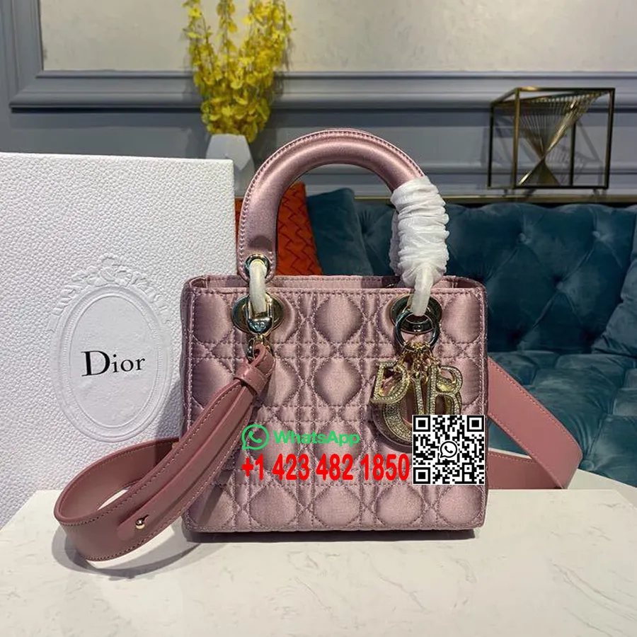 Christian Dior Lady Dior Tasche 20 Cm Mit Kristallen, Goldbeschlägen, Satin, Frühjahr/Sommer-Kollektion 2019, Lila