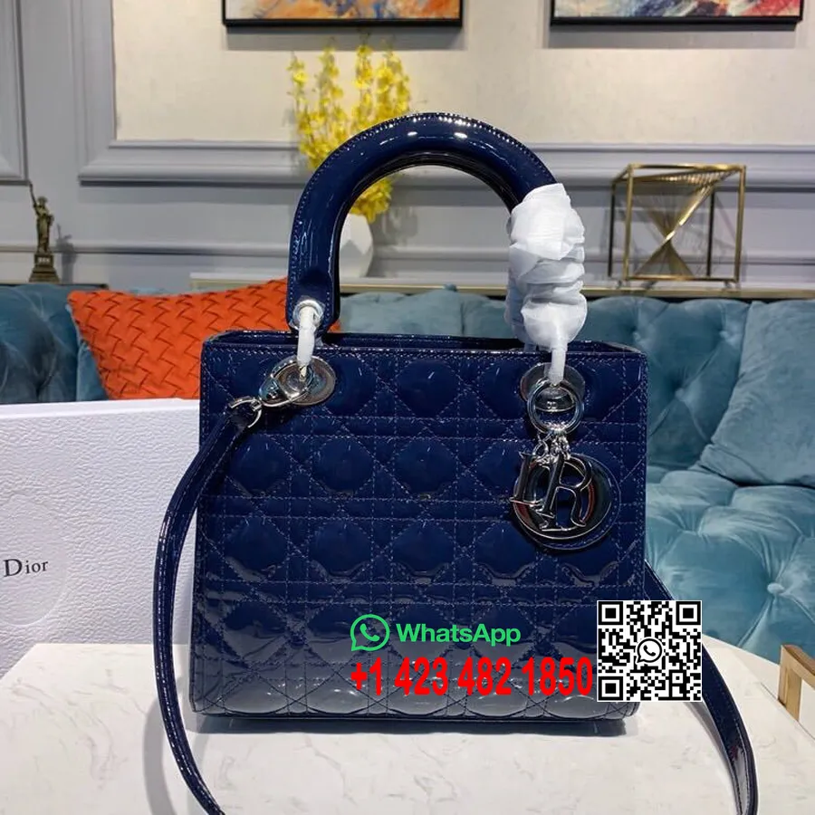 Christian Dior ženska Dior Torba 24cm Srebrna Lakirana Koža Kolekcija Proljeće/ljeto 2019., Ponoćno Plava