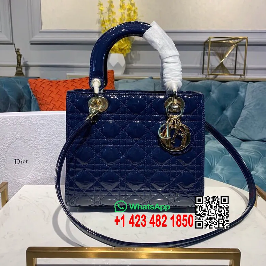 Christian Dior ženska Dior Torba 24 Cm Zlatna Lakovana Kolekcija Proljeće/ljeto 2019., Ponoćno Plava