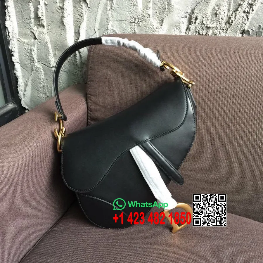 Christian Dior Sadel Skuldertaske 24cm Kalveskind Forår/sommer 2019 Kollektion, Sort