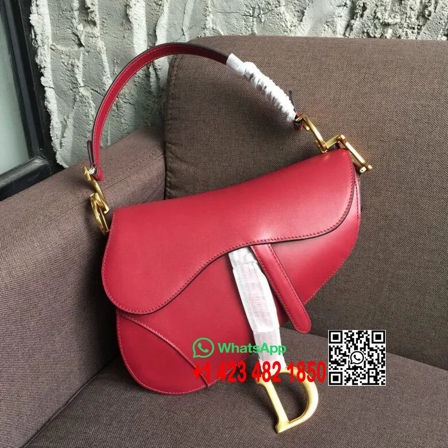 Christian Dior Sadel Skuldertaske 24 Cm Kalveskind Forår/sommer 2019 Kollektion, Rød