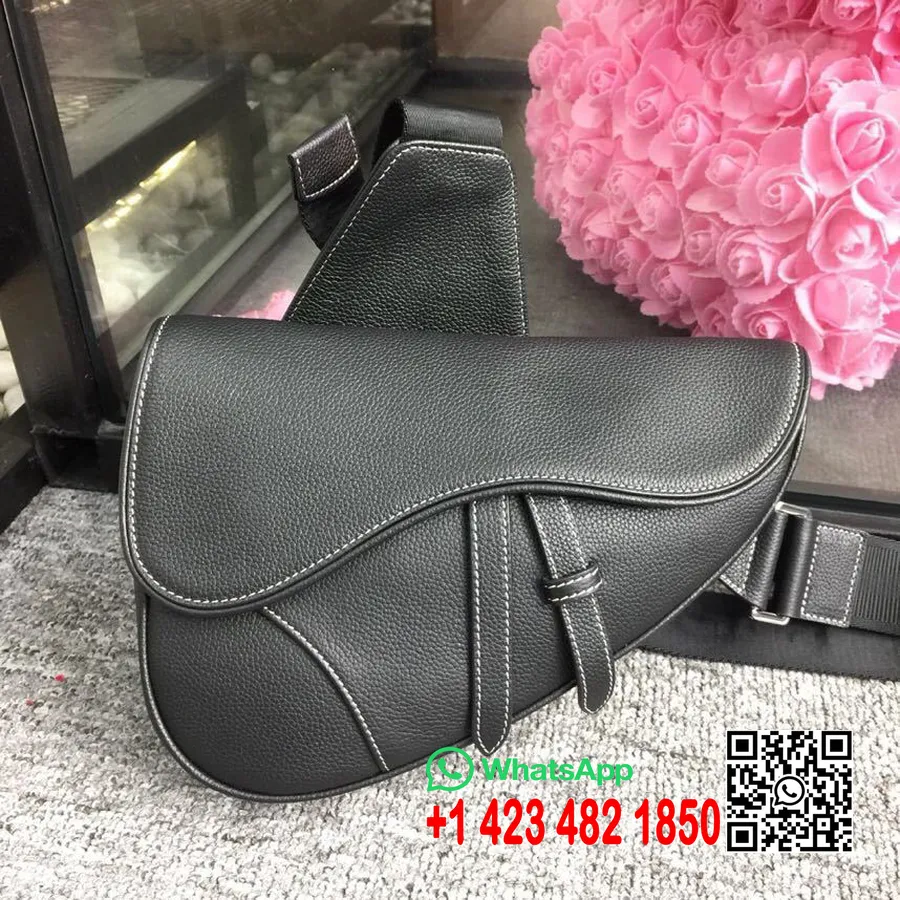 Christian Dior Sac Ceinture Saddle 28cm Cuir De Veau Grainé Collection Printemps/été 2019, Noir