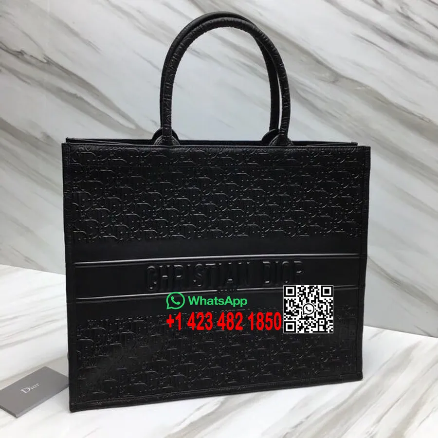 Christian Dior Book Tote Torba 42cm Koso Reljefno Platno Od Teleće Kože Kolekcija Proljeće/ljeto 2019., Crna