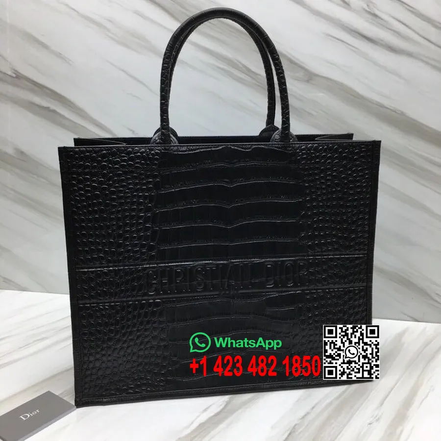 Christian Dior Book Tote Bag 42cm Krokodil Reljefna Teleća Koža Kolekcija Proljeće/ljeto 2019., Crna