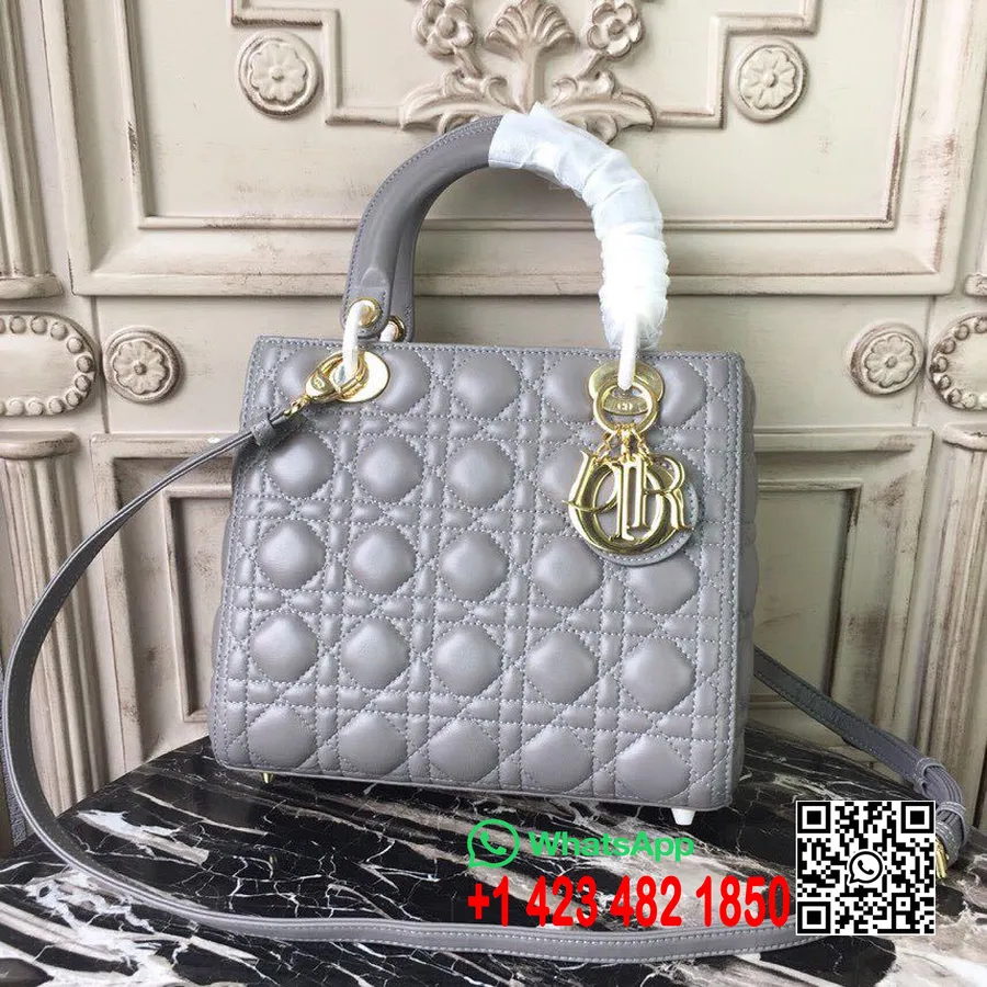 Christian Dior Lady Dior Kott 24cm Kullast Riistvara Lambanahast Kevad/suvi 2019 Kollektsioon, Hall