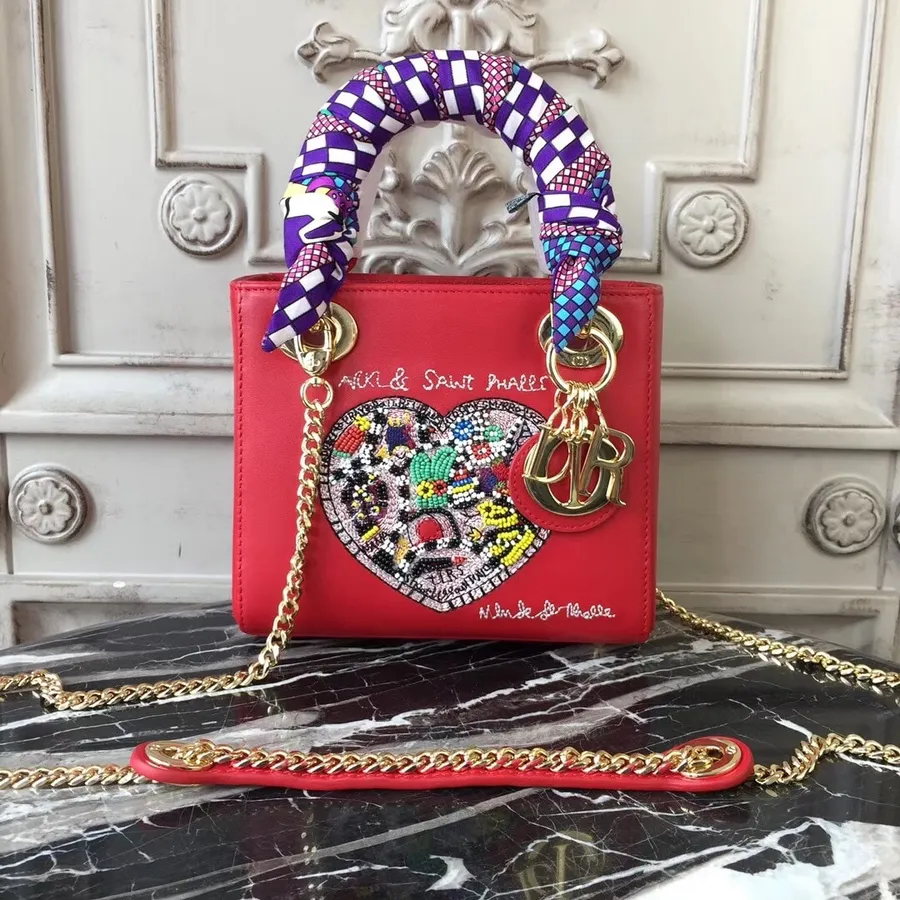 Lady Dior Niki De Saint Phalle Izvezena Torba S Perlama S Lancem 18 Cm Zlatni Okovi Glatka Janjeća Koža Proljeće/ljeto 2018. U B