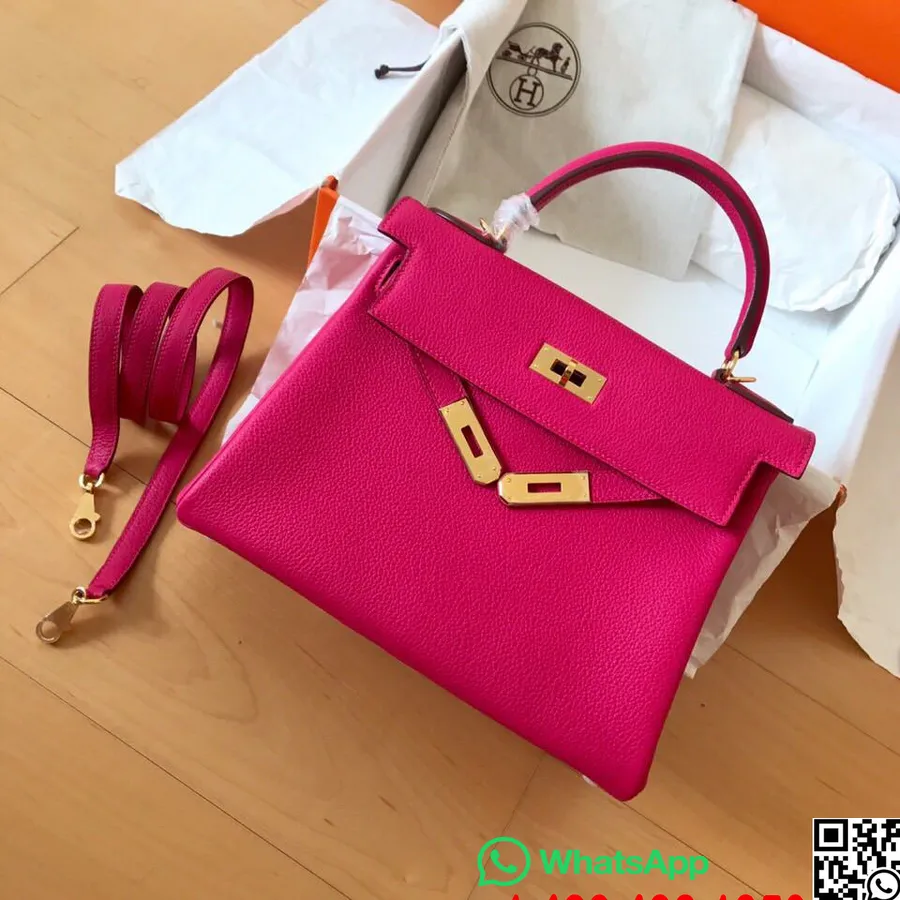 Hermes Kelly Borsa In Pelle Di Vitello Togo Da 28 Cm Hardware Dorato Cucito A Mano, Rosa Viola L3