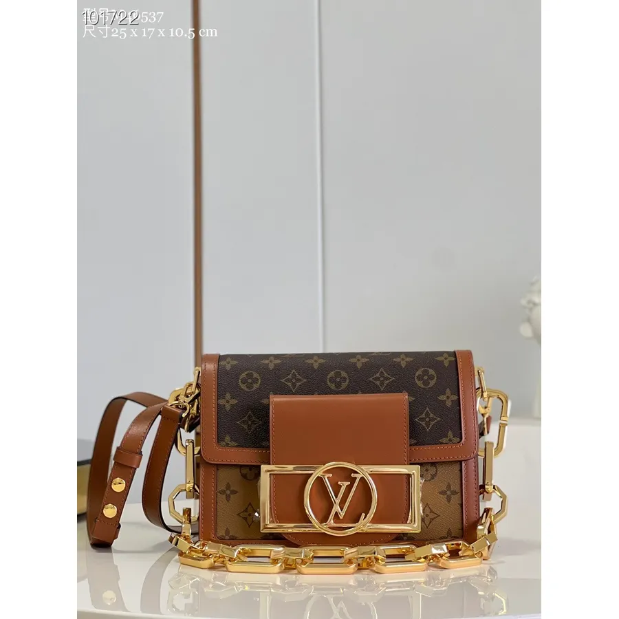 Louis Vuitton Dauphine Minitasche 25 Cm Monogramm Rückseite/Monogramm Canvas Leder Herbst/Winter 2022 Kollektion M46537, Braun