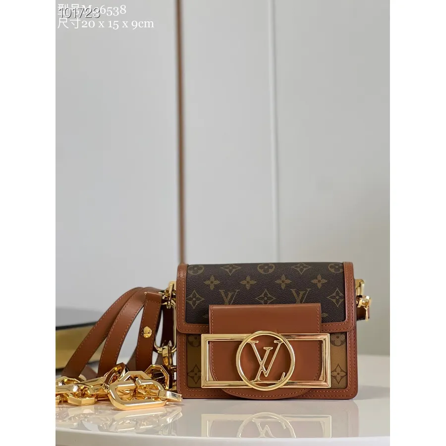 Louis Vuitton Dauphine Minitasche 20 Cm Monogramm Rückseite/Monogramm Canvas Leder Herbst/Winter 2022 Kollektion M46538, Braun