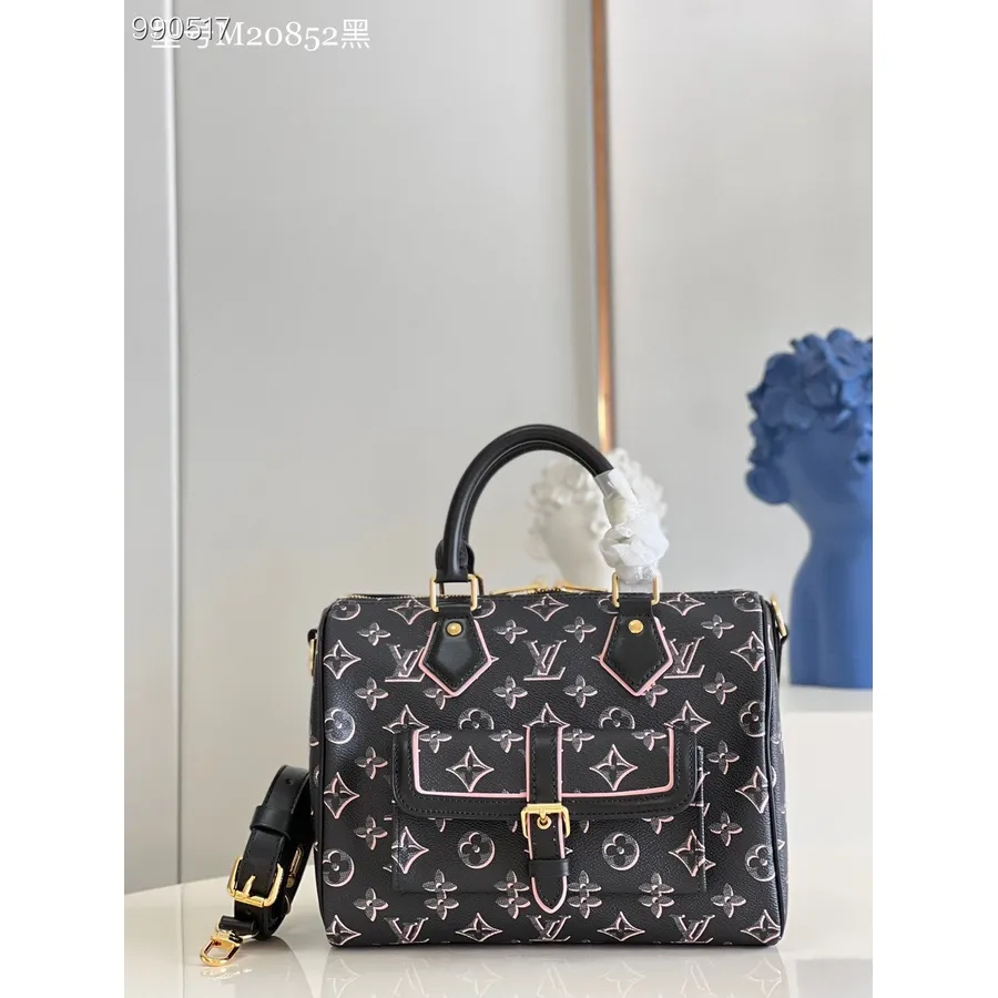 Louis Vuitton Speedy Bandouliere Tasche 25 Cm Monogramm Canvas Leder Frühjahr/sommer 2022 Kollektion M20852, Schwarz