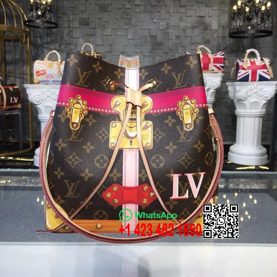 Louis Vuitton Neo Noe Tasche 26 Cm Trompe L'oeil-Druck Monogramm Canvas Herbst/Winter 2018 Kollektion M40649, Braun