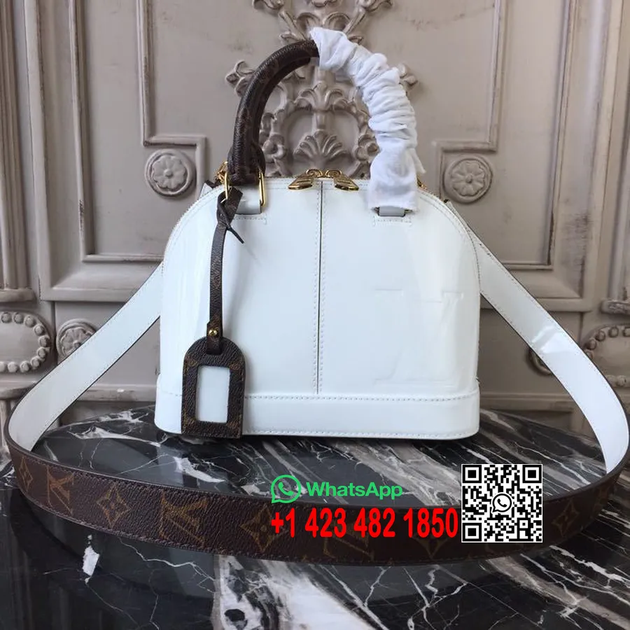 Louis Vuitton Alma BB 25cm Tasche Miroir Vernis Lisse Canvas Herbst/Winter 2019 Kollektion M54785, Weiß