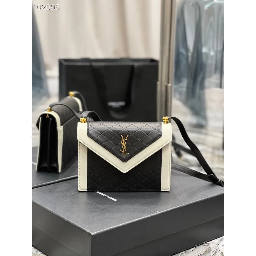 Borsa A Tracolla Ysl Saint Laurent Gaby Mini 20cm 685574 Pelle Di Vitello Collezione Autunno/inverno 2022, Nero/bianco